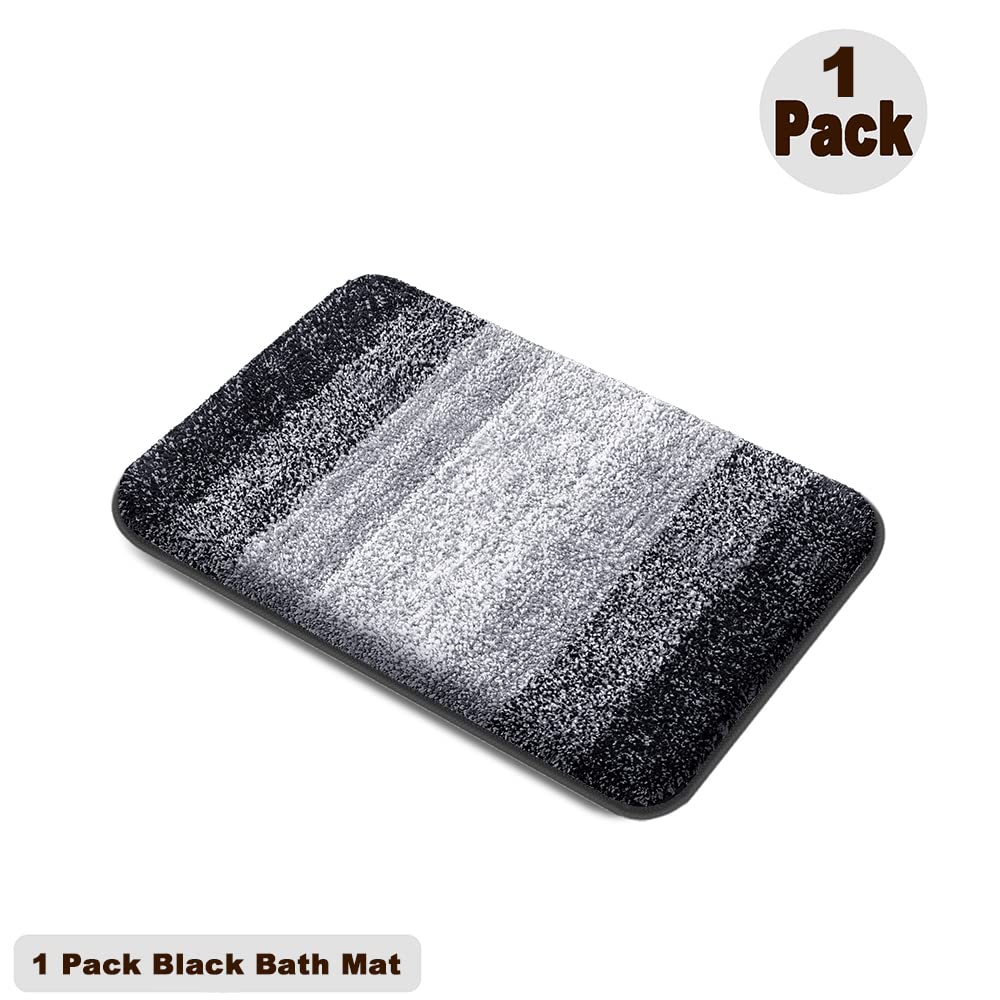 1 Pack Black Bathroom Rugs Soft and Absorbent Microfiber Bath Mat