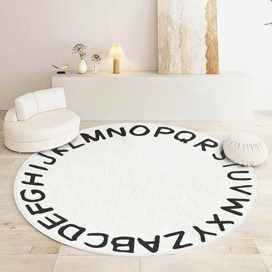 Round Black Alphabet Area Rugs with Alphabet Soft and Fluffy Indoor Decor
