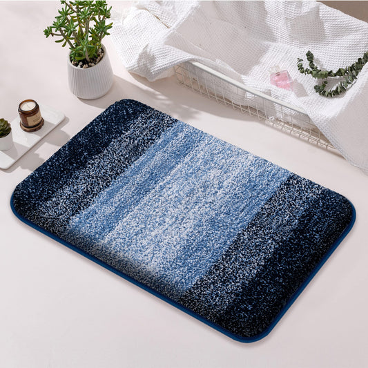 1 Pack Blue Bathroom Rugs Soft and Absorbent Microfiber Bath Mat