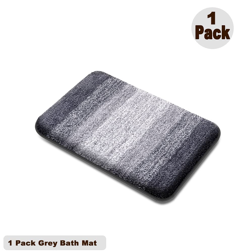 1 Pack Grey Bathroom Rugs Soft and Absorbent Microfiber Bath Mat