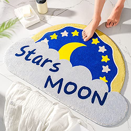 1 Pack Stars Moon Short Hair Bathroom Rugs Soft and Absorbent Bath Mat